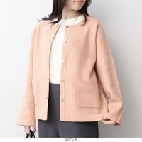 【抗ピリング】クルーネックニットジャケットLL/3L/4L/5L fleurフルールバイミントブリーズ