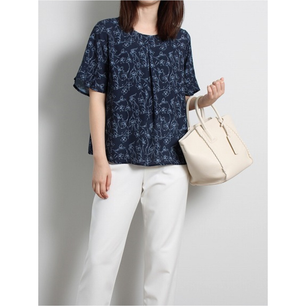 フレアスリーブ 花柄 フェミニン ブラウス / 大きいサイズ ミントブリーズ1