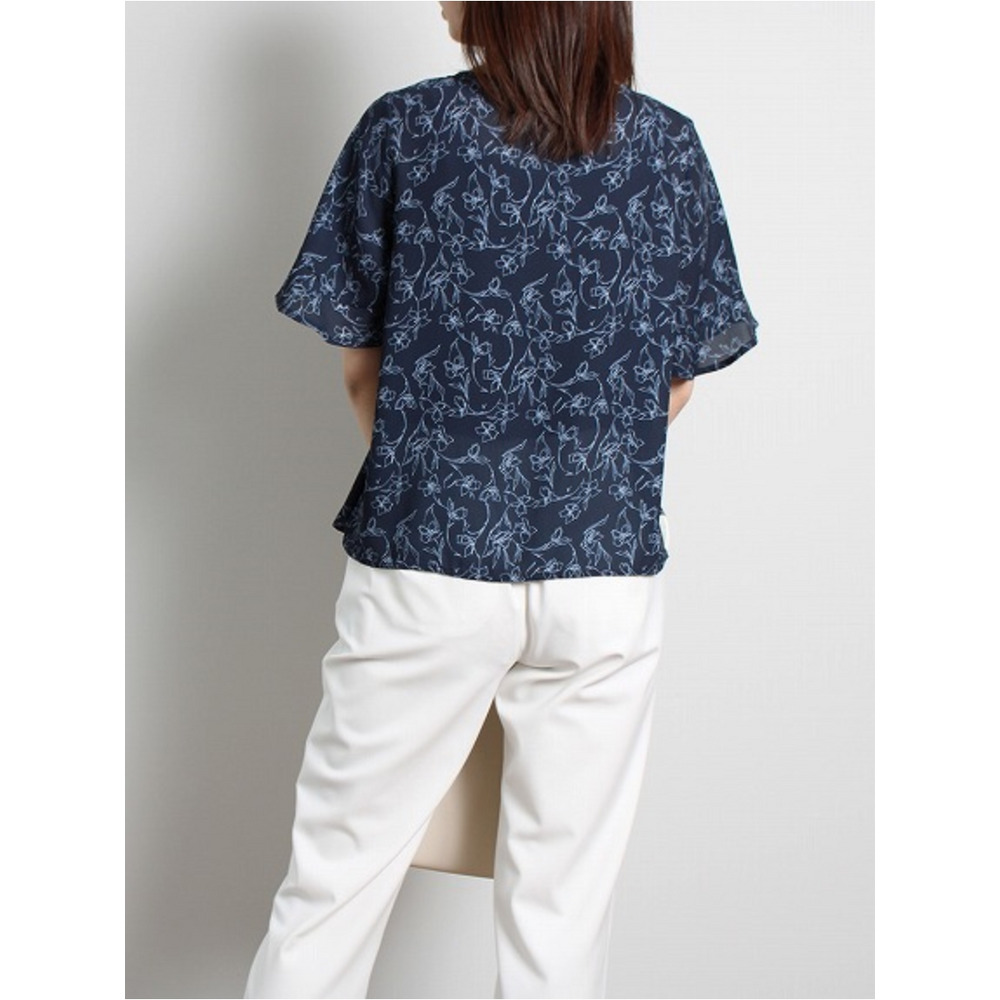 フレアスリーブ 花柄 フェミニン ブラウス / 大きいサイズ ミントブリーズ14