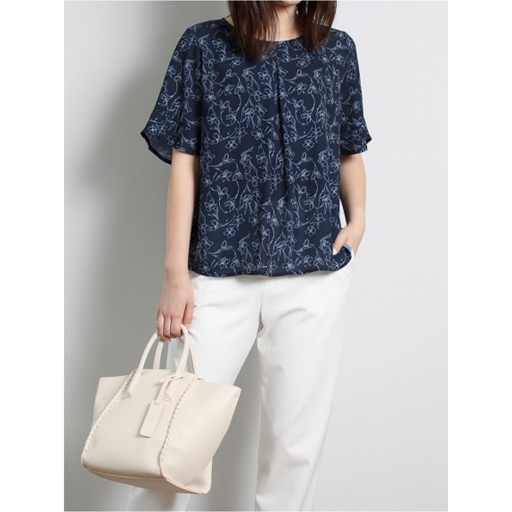 フレアスリーブ 花柄 フェミニン ブラウス / 大きいサイズ ミントブリーズ16