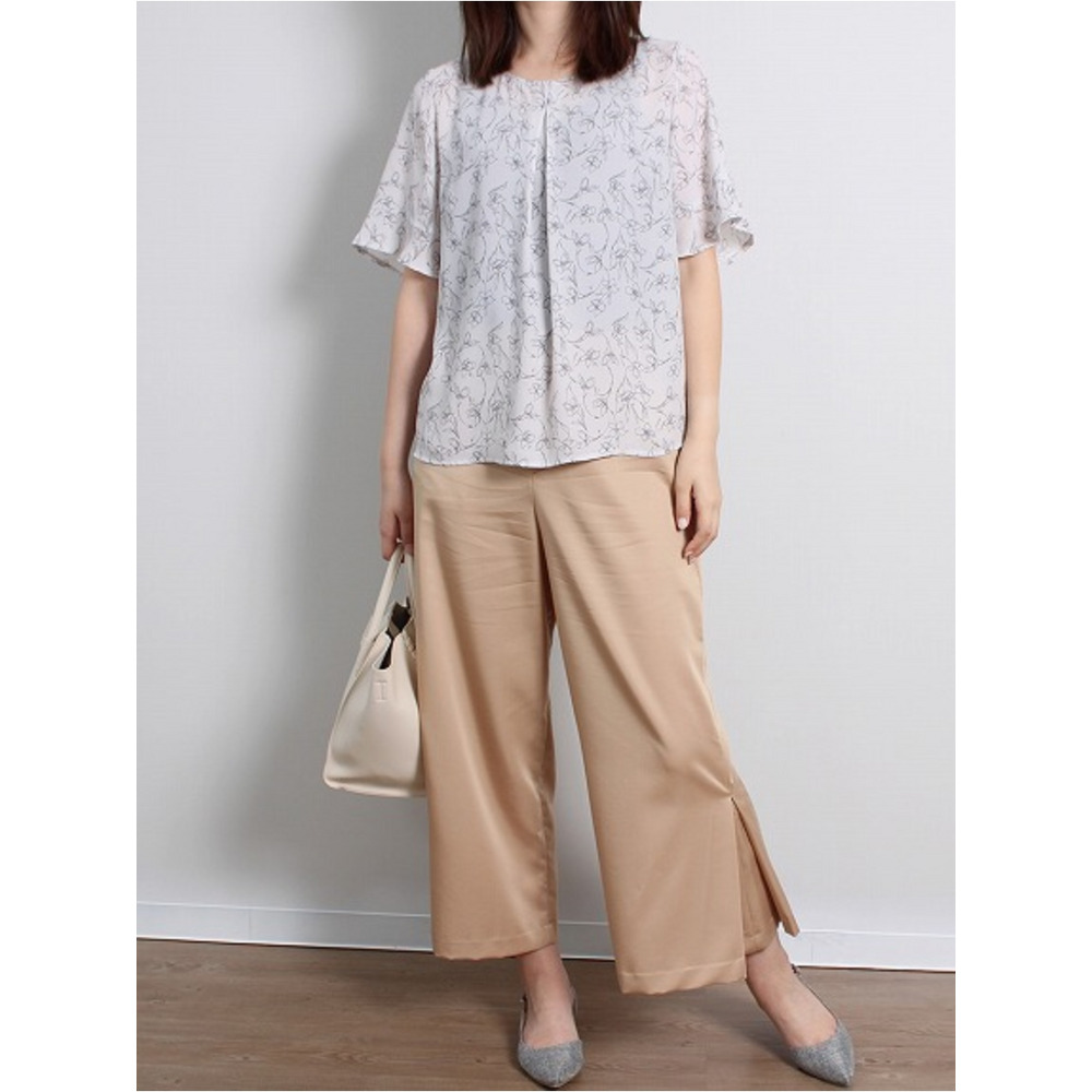 フレアスリーブ 花柄 フェミニン ブラウス / 大きいサイズ ミントブリーズ2