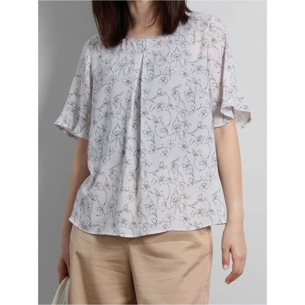 フレアスリーブ 花柄 フェミニン ブラウス / 大きいサイズ ミントブリーズ3
