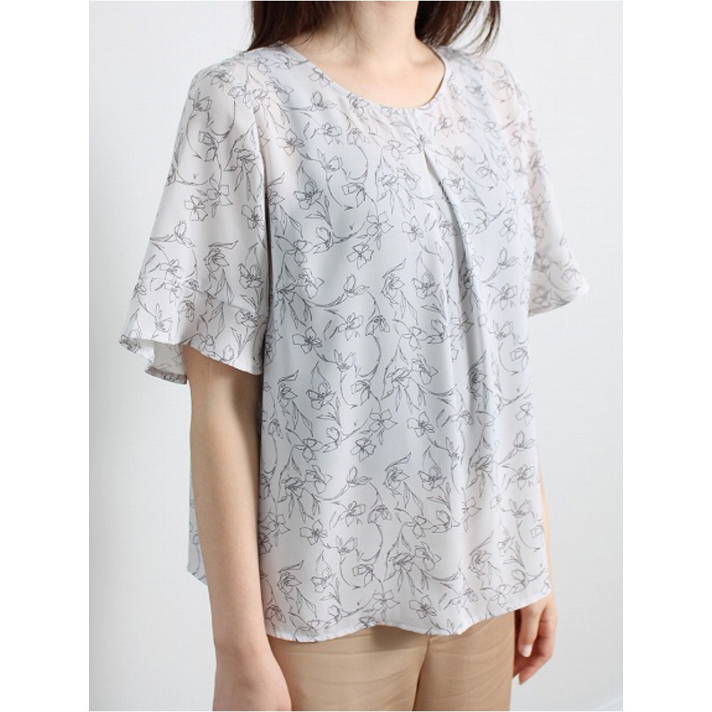 フレアスリーブ 花柄 フェミニン ブラウス / 大きいサイズ ミントブリーズ6