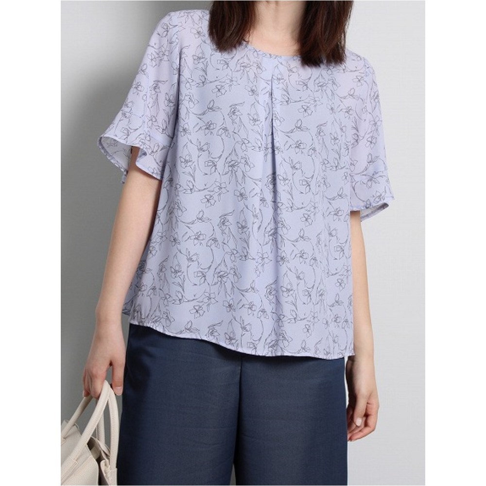 フレアスリーブ 花柄 フェミニン ブラウス / 大きいサイズ ミントブリーズ1