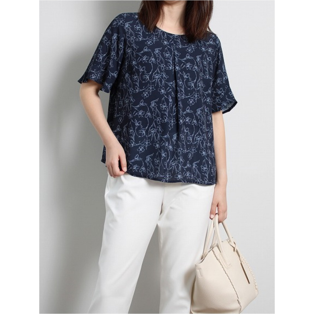 フレアスリーブ 花柄 フェミニン ブラウス / 大きいサイズ ミントブリーズ1