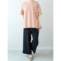 ゆるシルエット ランダムボーダー Ｔシャツ / 大きいサイズ ミントブリーズ