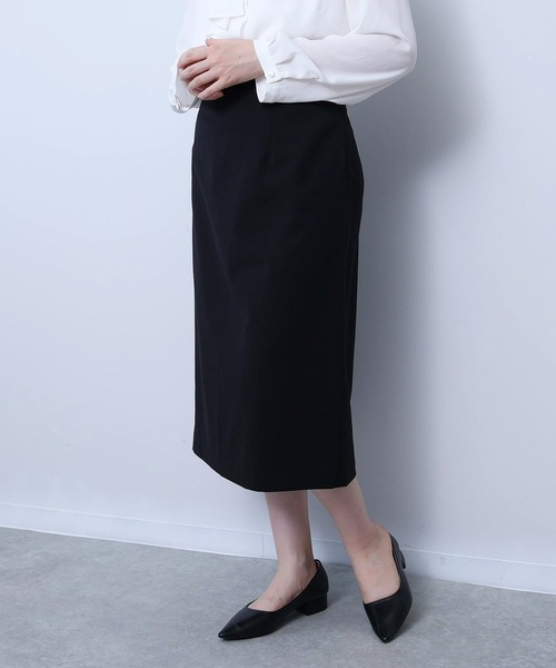 【ウォッシャブル】 ツイル セミ タイト スカート1