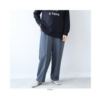 ウール調 カルゼ センタープレス ワイドパンツ
