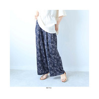 【接触冷感】単色花柄イージーワンドパンツ