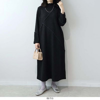 ダブルジャージー配色メロー ニットワンピース