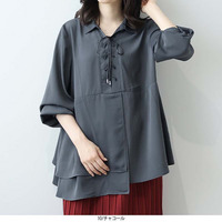 レースアップア アッシンメトリー ブラウス