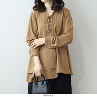 【タイムセール】レースアップア アッシンメトリー ブラウス