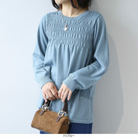 【タイムセール】フロントシャーリングニットプルオーバー