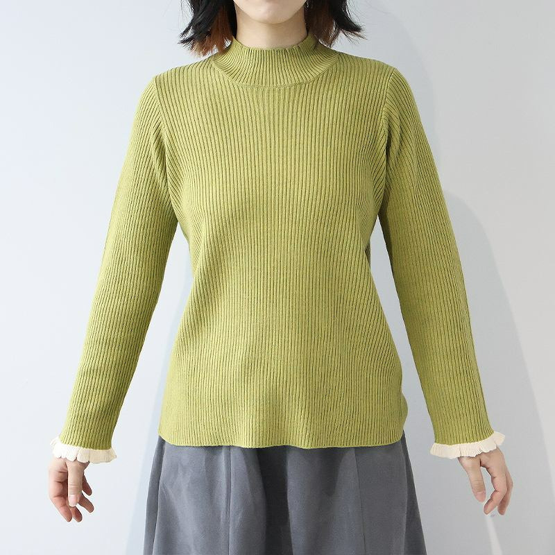 配色リブニットハイネックニット13