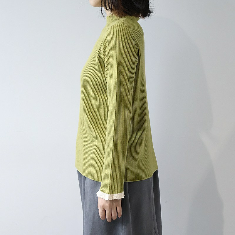 配色リブニットハイネックニット14