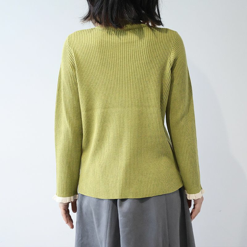 配色リブニットハイネックニット15