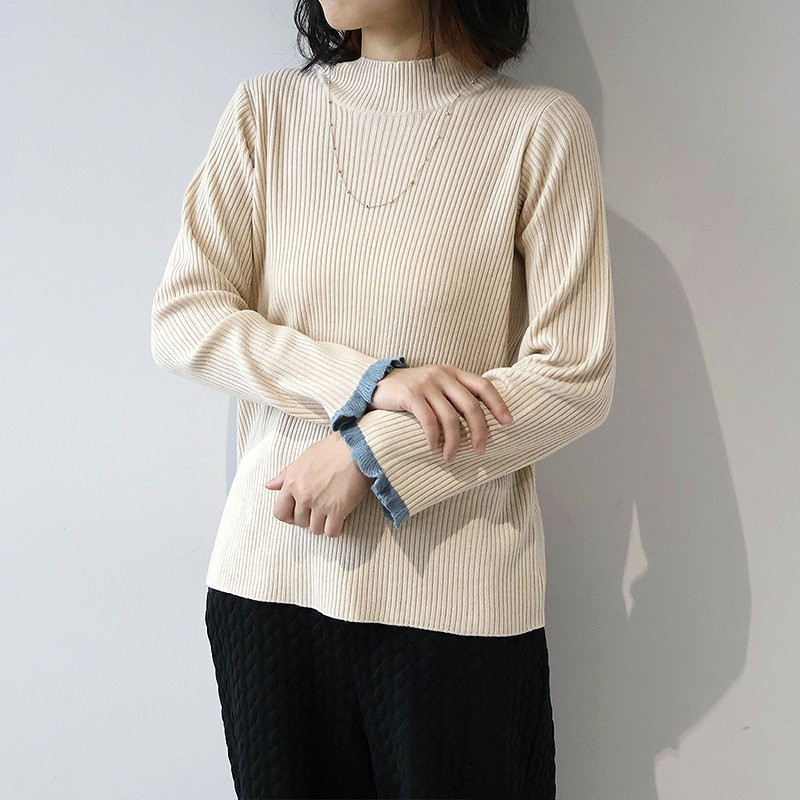 配色リブニットハイネックニット8