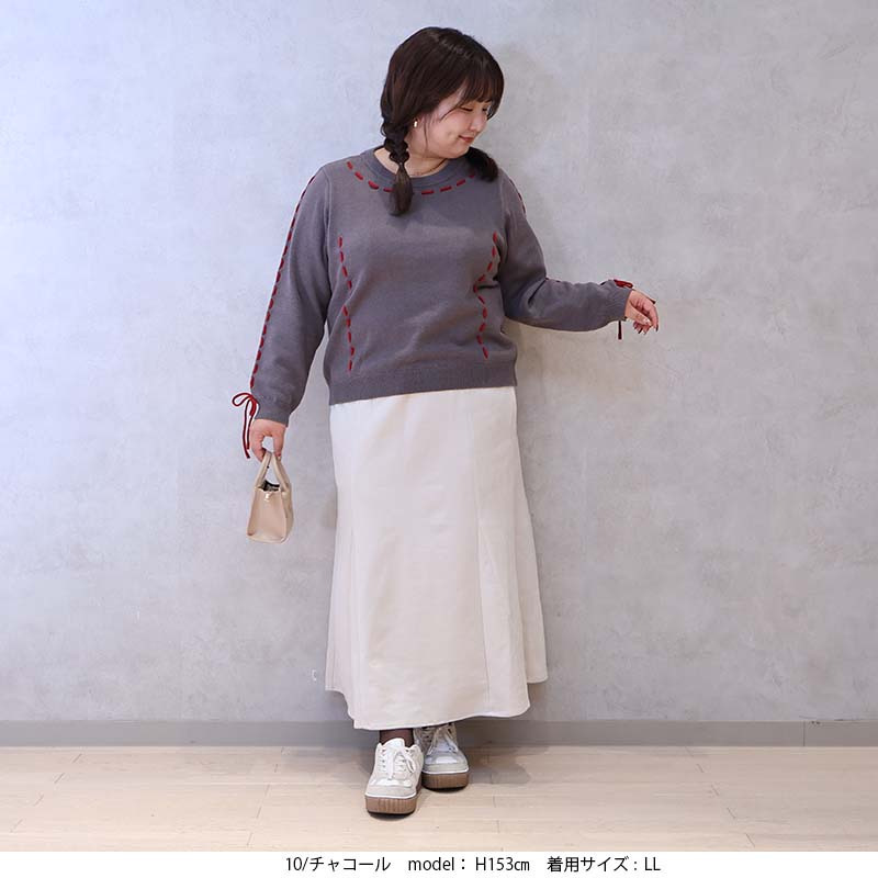 【yuki×leswel】配色ステッチニットプルオーバー4