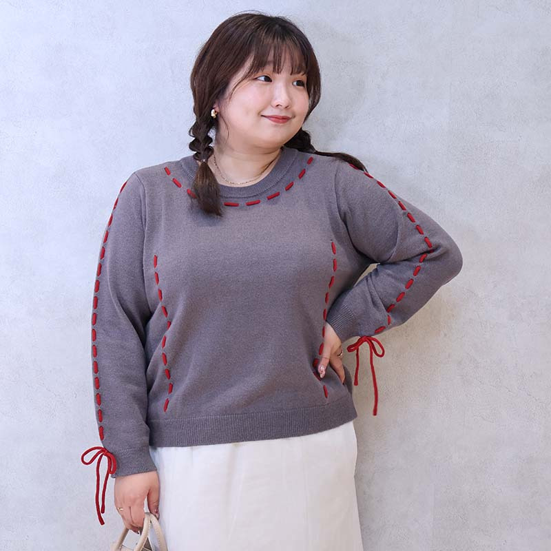 【yuki×leswel】配色ステッチニットプルオーバー6