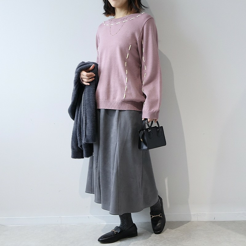 ニットスエードフレアスカート4