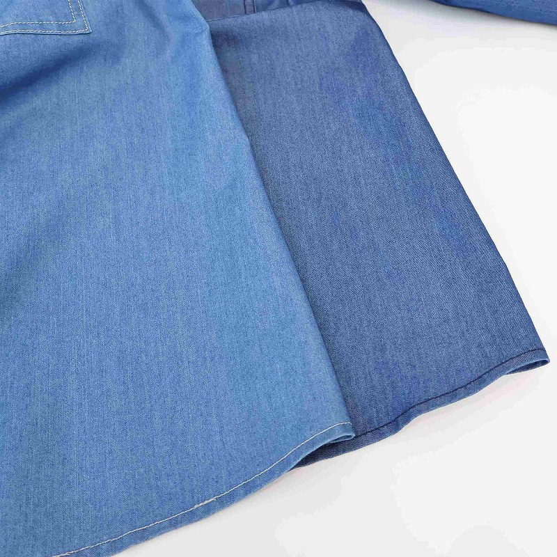 ライトオンスデニムパール釦シャツ LL/3L/4L/5L leswel ミントブリーズ15