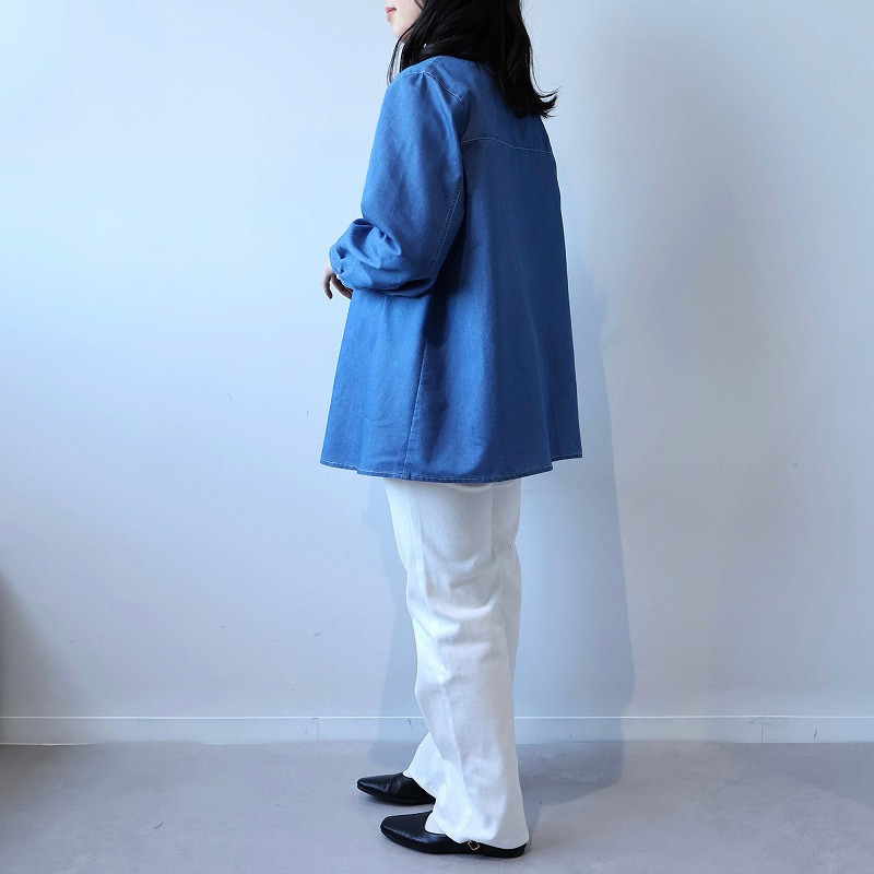 ライトオンスデニムパール釦シャツ LL/3L/4L/5L leswel ミントブリーズ8