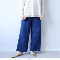 【タイムセール】スリットヘム切替えワイドデニムパンツ LL/3L/4L/5L leswel レスウェル