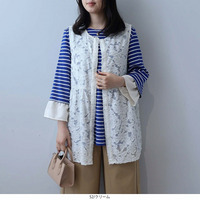 レース カットジャガード ジレ ベスト LL/3L/4L/5L leswelレスウェル