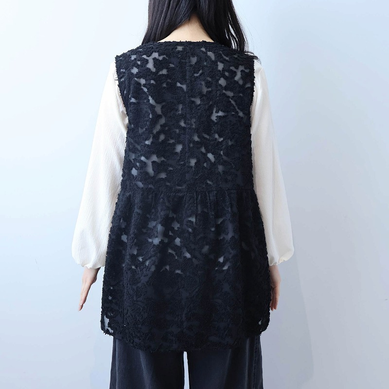 レース カットジャガード ジレ ベスト LL/3L/4L/5L leswelレスウェル12