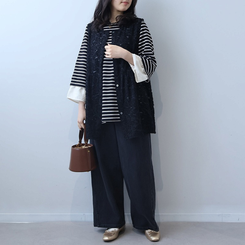 レース カットジャガード ジレ ベスト LL/3L/4L/5L leswelレスウェル3