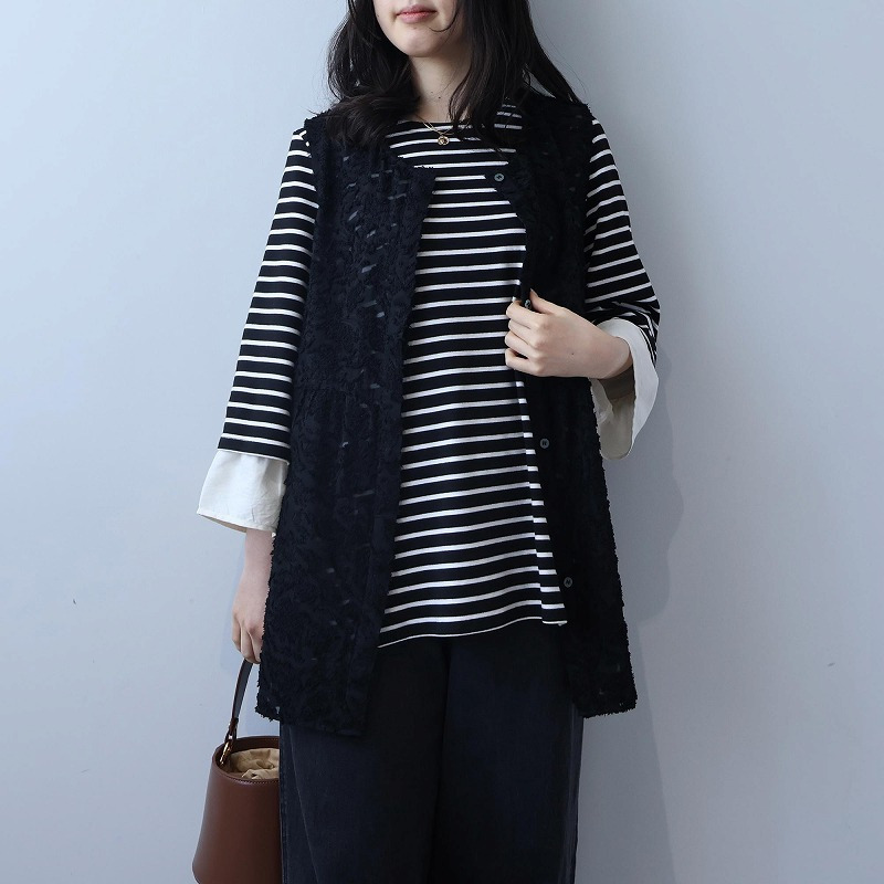 レース カットジャガード ジレ ベスト LL/3L/4L/5L leswelレスウェル4