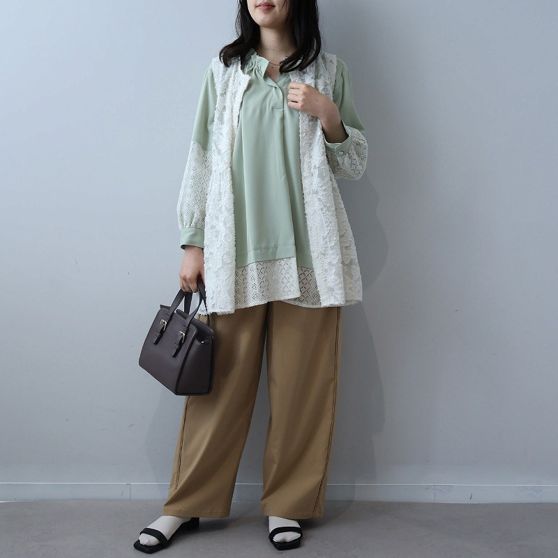 レース カットジャガード ジレ ベスト LL/3L/4L/5L leswelレスウェル6