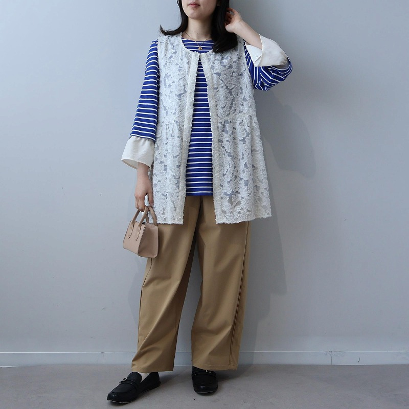 レース カットジャガード ジレ ベスト LL/3L/4L/5L leswelレスウェル8
