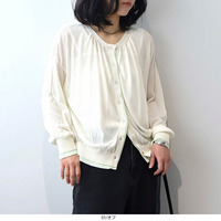 【接触冷感/UVカット】シャイニー天竺レイヤードライクギャザーカーディガン LL/3L/4L/5L leswel レスウェル