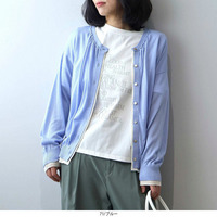 【接触冷感/UVカット】シャイニー天竺レイヤードライクギャザーカーディガン LL/3L/4L/5L leswel レスウェル