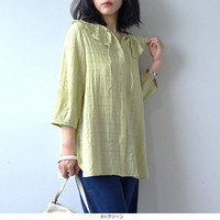 ドビーチェックフリル襟 ブラウス LL/3L/4L/5L leswelレスウェル