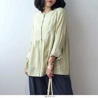 ドビーボーダー パイピング ブラウス LL/3L/4L/5L leswelレスウェル