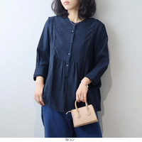 【タイムセール】ドビーボーダー パイピング ブラウス LL/3L/4L/5L leswelレスウェル