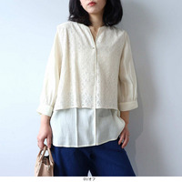 【WEB/一部店舗限定】レースレイヤード ブラウス LL/3L/4L/5L leswelレスウェル