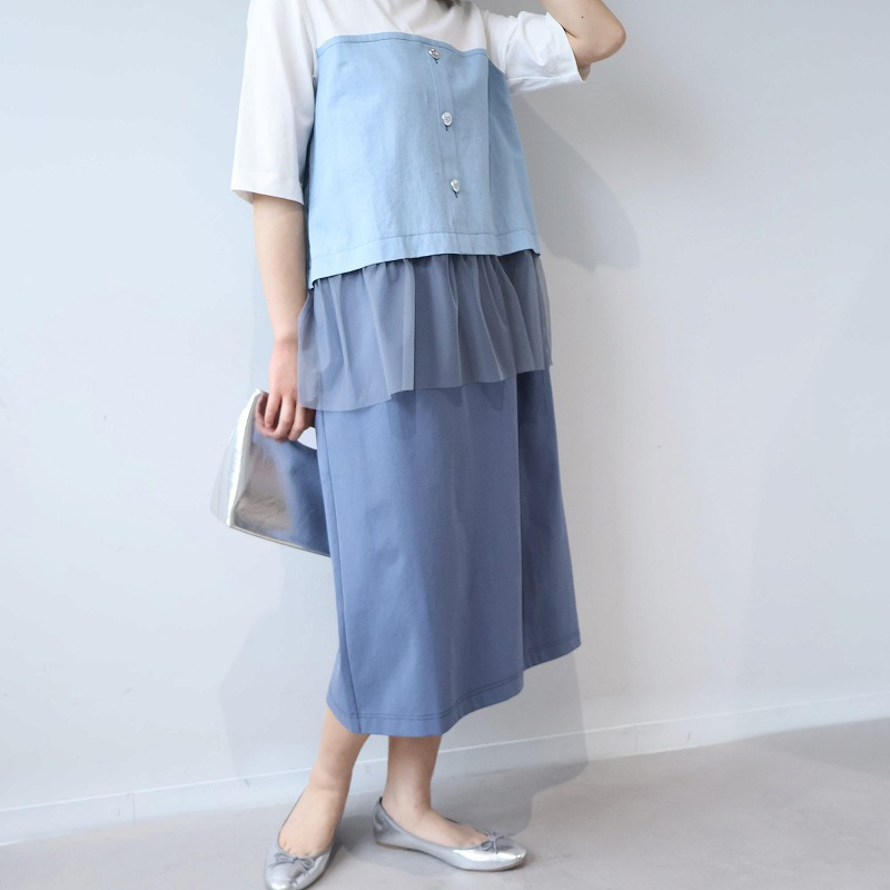 【接触冷感】ビスチェ風ドッキングワンピース LL/3L/4L/5L leswelレスウェル12