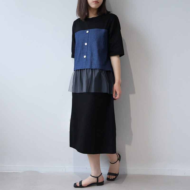 【接触冷感】ビスチェ風ドッキングワンピース LL/3L/4L/5L leswelレスウェル2