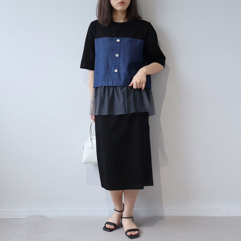 【接触冷感】ビスチェ風ドッキングワンピース LL/3L/4L/5L leswelレスウェル3