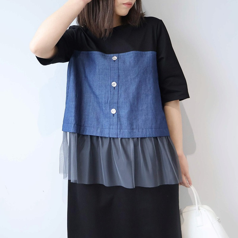 【接触冷感】ビスチェ風ドッキングワンピース LL/3L/4L/5L leswelレスウェル4