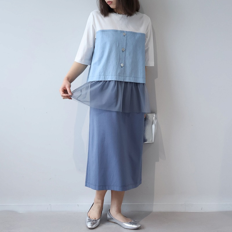 【接触冷感】ビスチェ風ドッキングワンピース LL/3L/4L/5L leswelレスウェル7