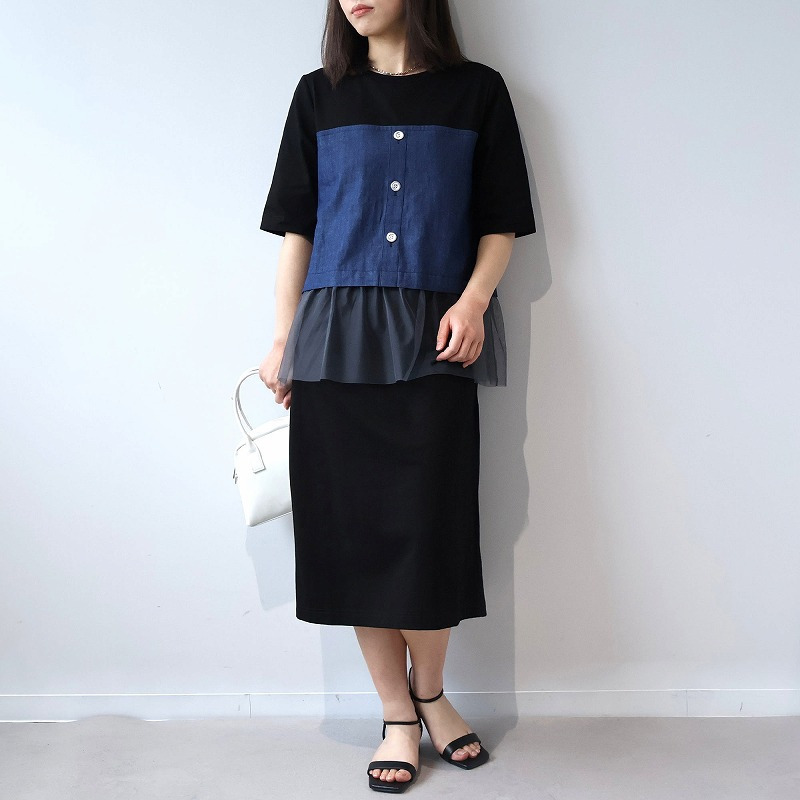 【接触冷感】ビスチェ風ドッキングワンピース LL/3L/4L/5L leswelレスウェル1