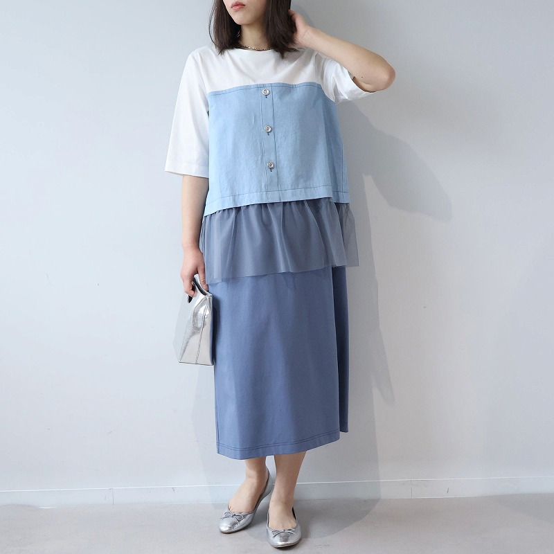 【接触冷感】ビスチェ風ドッキングワンピース LL/3L/4L/5L leswelレスウェル1