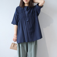 バンドカラー シャーリングブラウス LL/3L/4L/5L leswelレスウェル