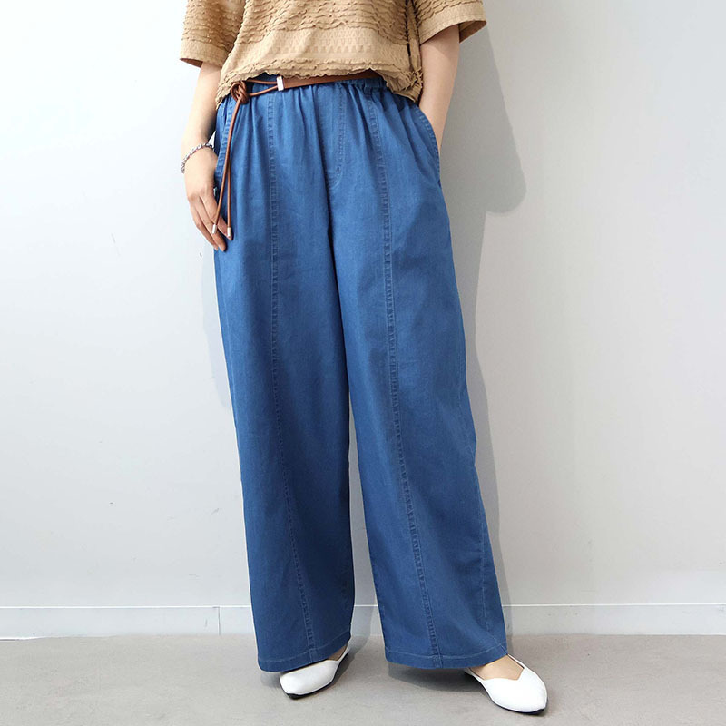 ライトオンスデニム センターシーム ワイドパンツ LL/3L/4L/5L leswelレスウェル