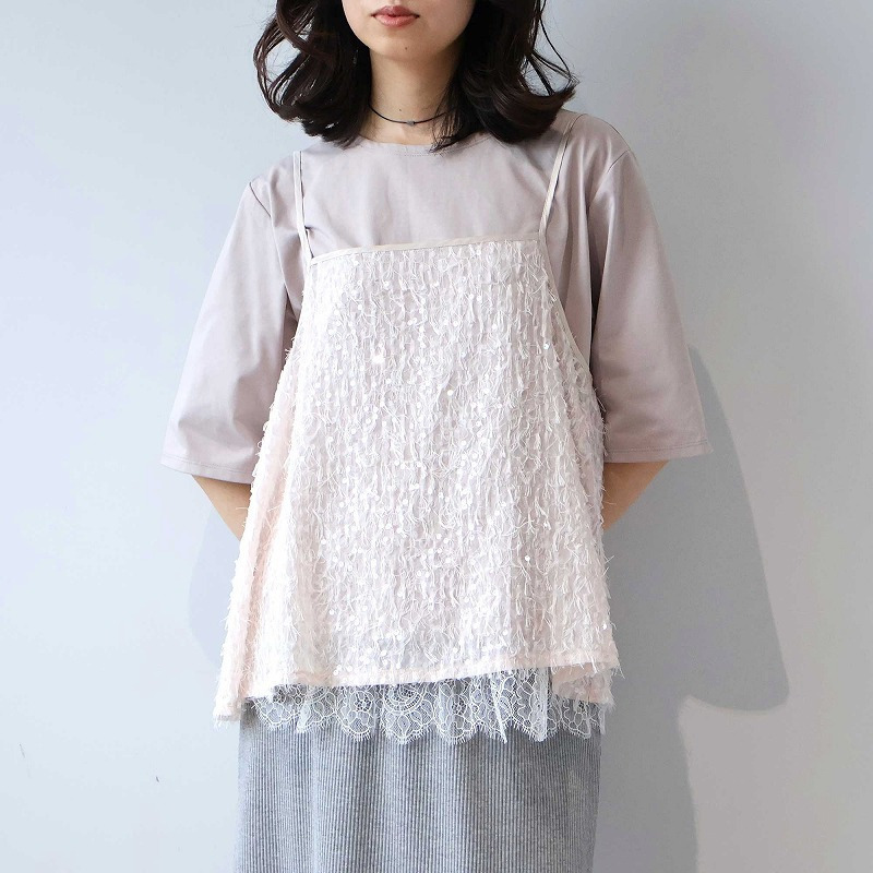 【WEB/一部店舗限定】フェザースパンコールキャミソール ブラウス LL/3L/4L/5L leswelレスウェル