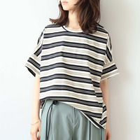 【UVカット】マルチボーダーTシャツ カットソーLL/3L/4L/5L leswelレスウェル